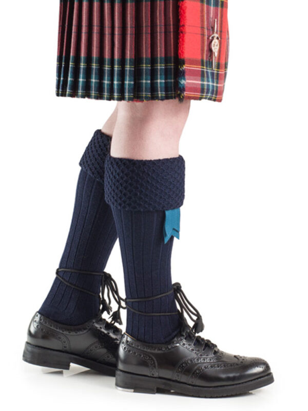 Navy piper kilt hose, front view