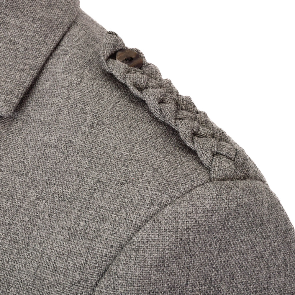 Braemar Light Grey Arrochar Tweed epaulette detail