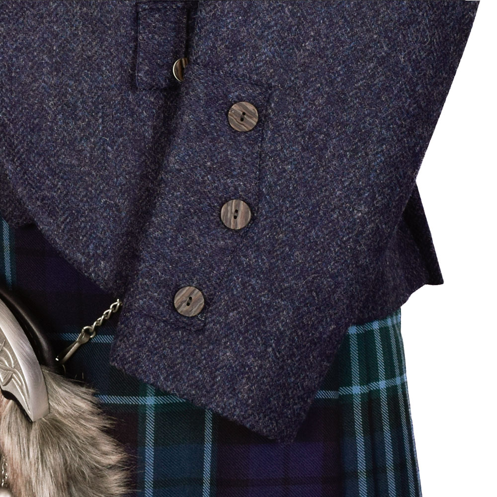 Braemar Lomond Blue Tweed cuff detail