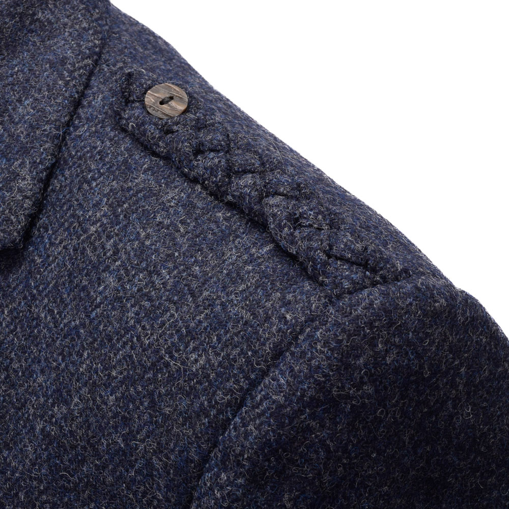 Braemar Lomond Blue Tweed epaulette detail