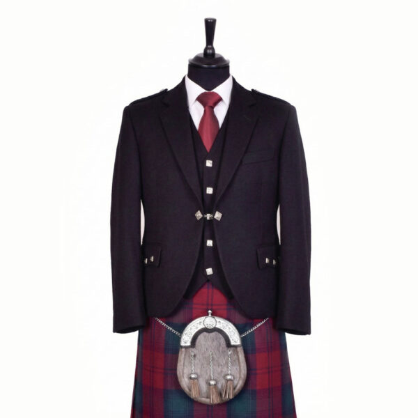 Black Barathea piper jacket and vest