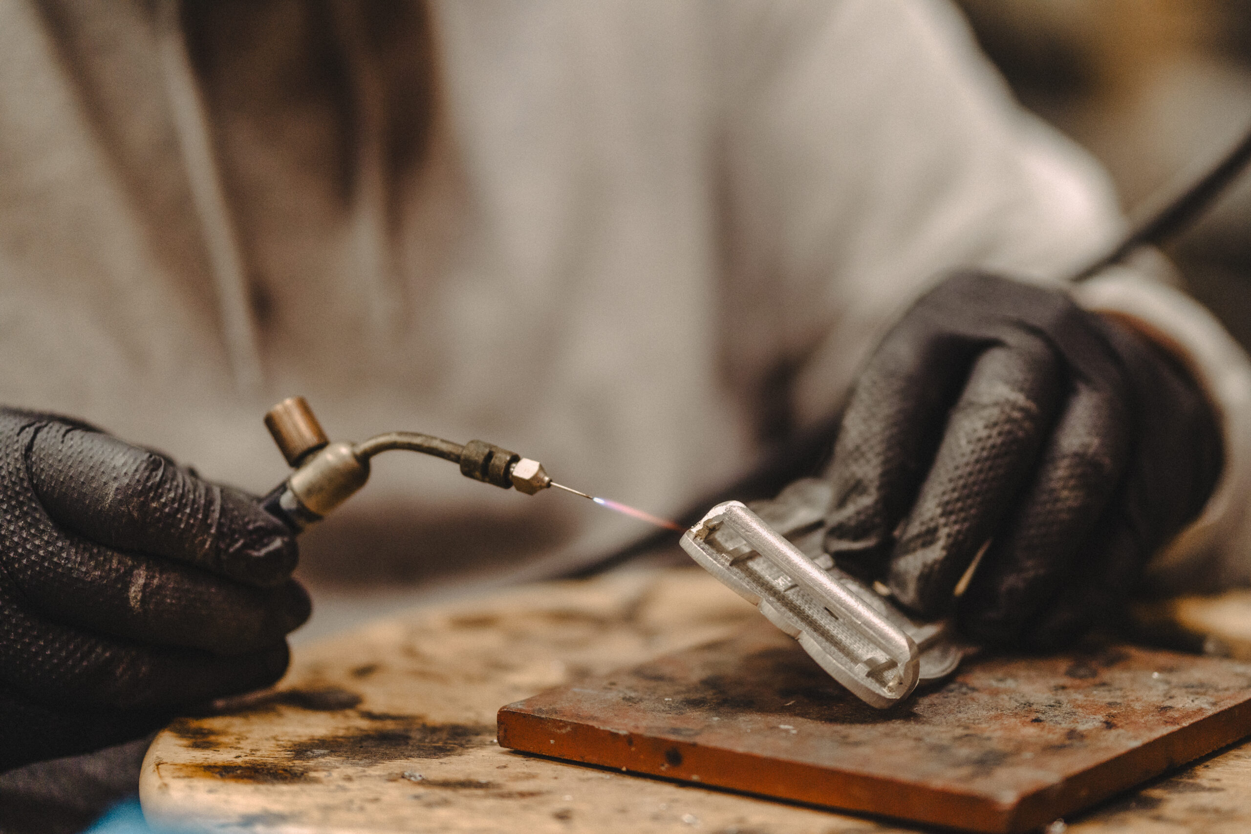 Pewter casting in the Gaelic Themes Glasgow workshop
