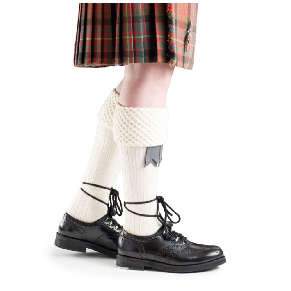 Arran piper kilt hose, side view