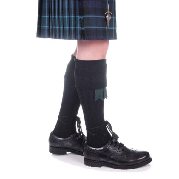 Black traditional kilt hose, front view