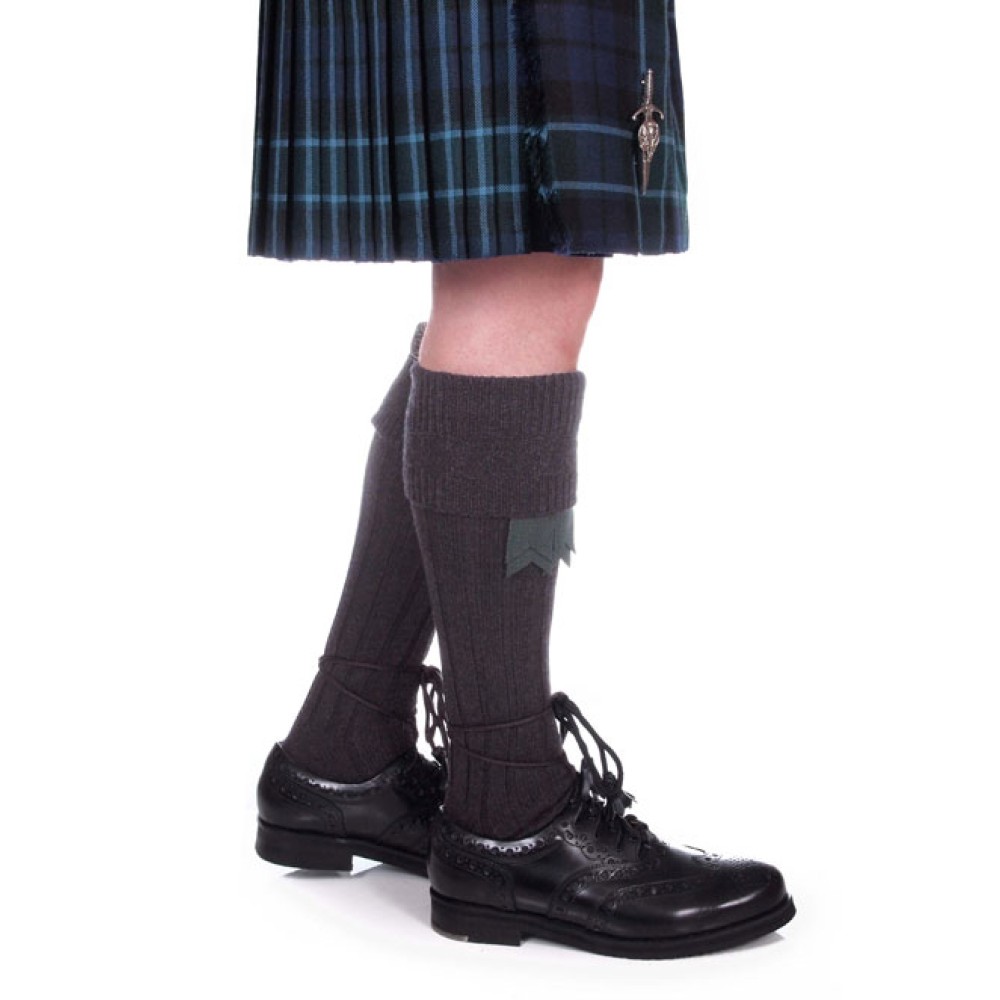 Charcoal traditional kilt hose, front view