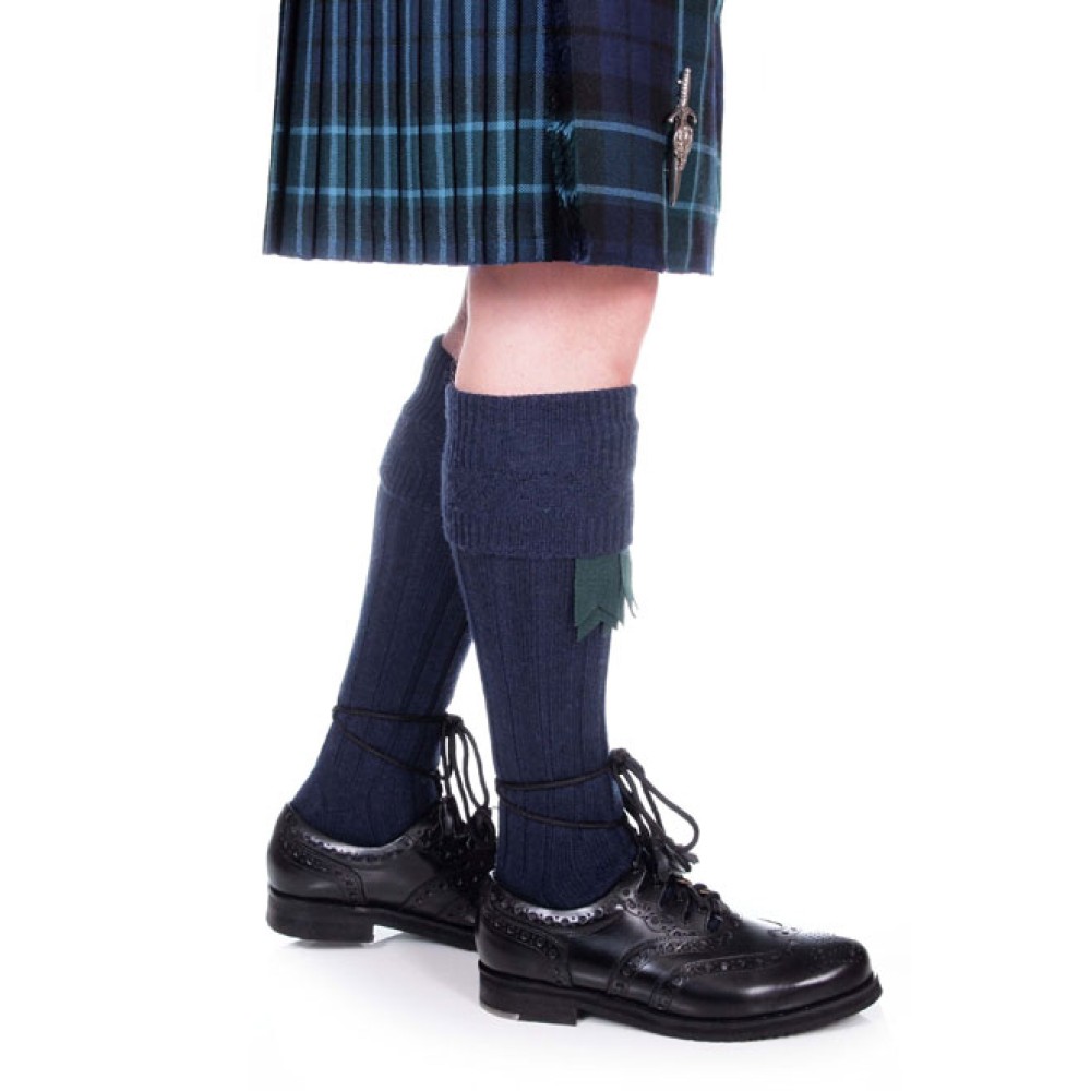 Navy traditional kilt hose, side view