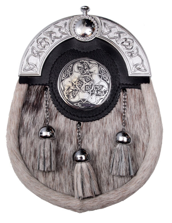 Natural bovine chrome pipe band sporran
