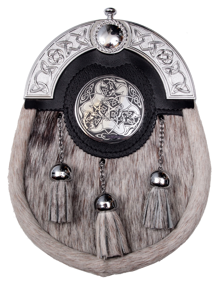 Natural bovine chrome pipe band sporran
