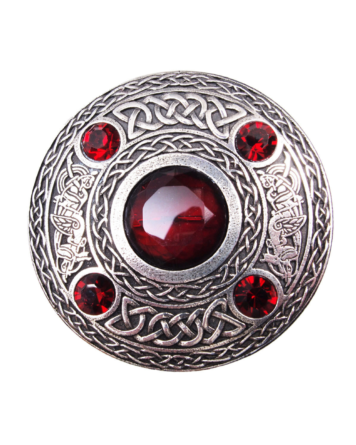 Five-stone gem-set plaid brooch