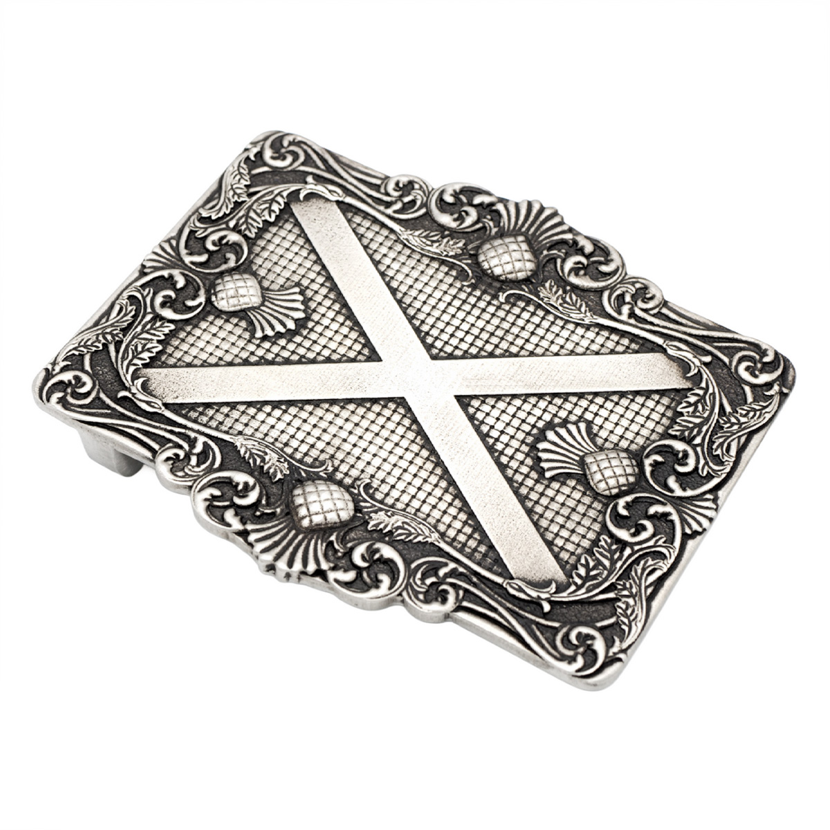 Caledonia Saltire Belt Buckle, side view
