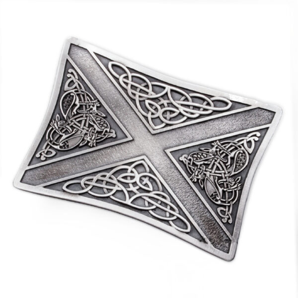 Celtic Saltire belt buckle curved side view