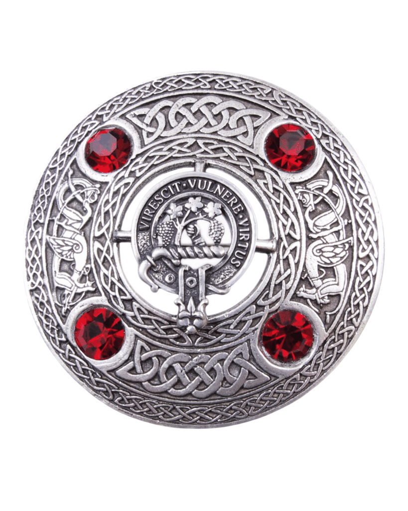 Plaid brooch product presentation