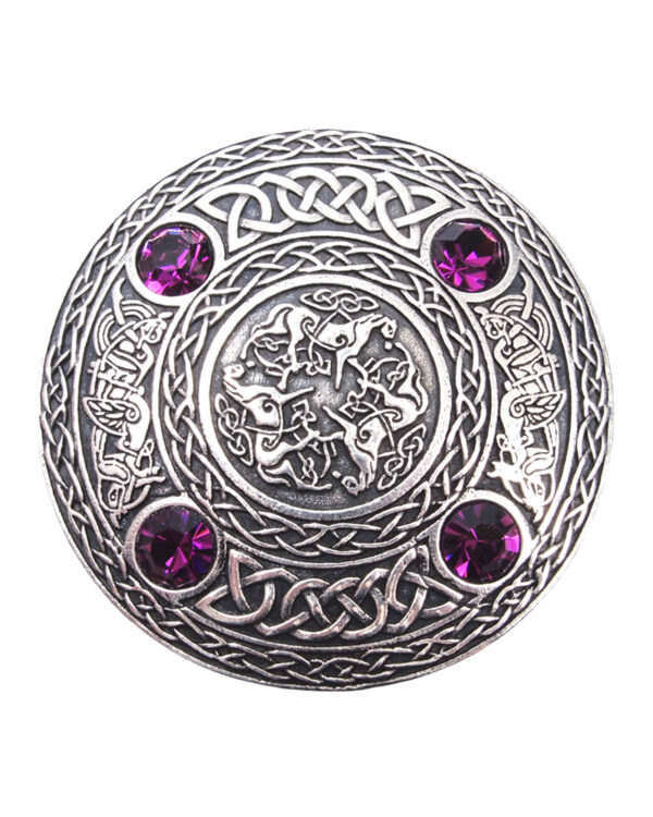 Inverurie Horses plaid brooch with interlaced horse design