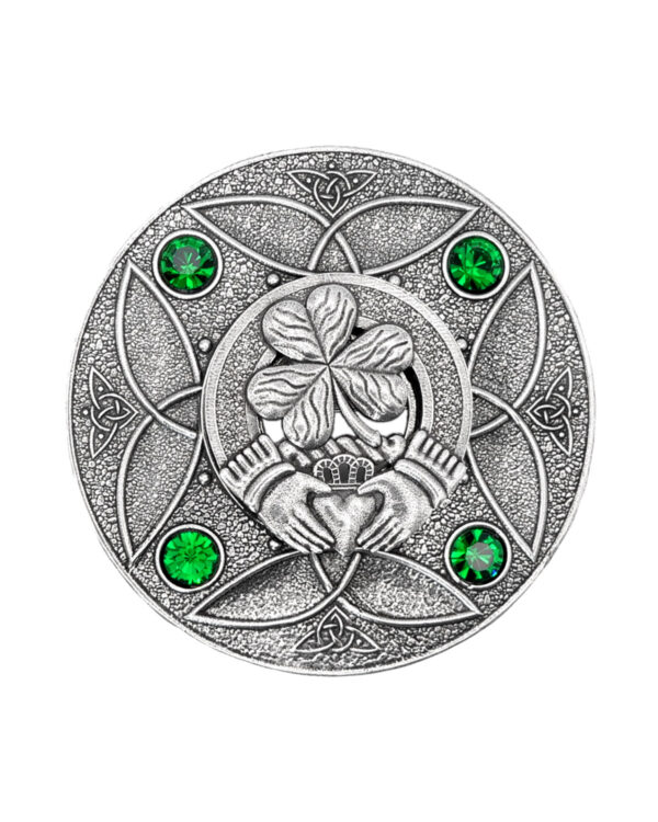 Large Irish clan and sept crest plaid brooch