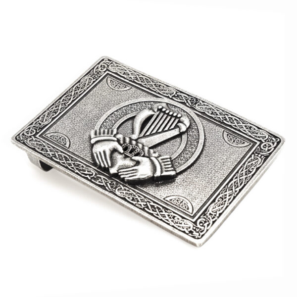 Irish-Harp-Claddagh-Belt-Buckle-4-4 Irish Harp Claddagh belt buckle side view