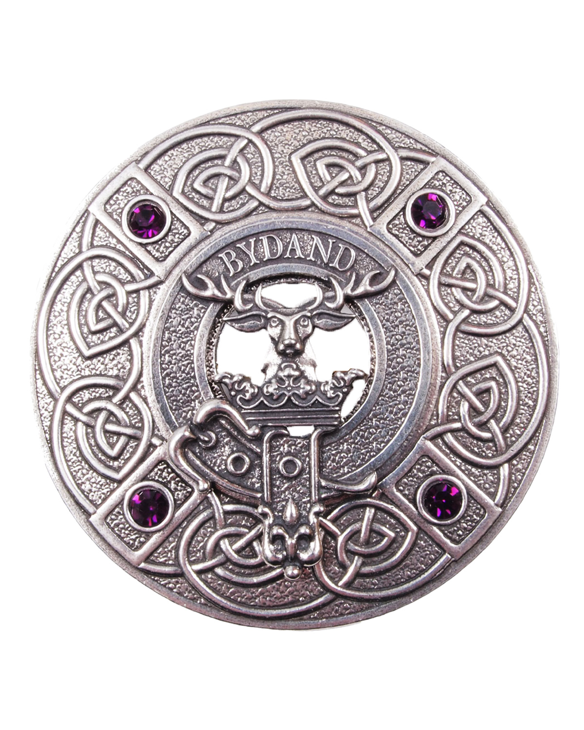 Scottish Saltire four-stone clan crest plaid brooch
