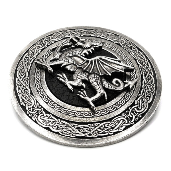 Welsh-Dragon-Large-Belt-Buckle-4-4 Circular clan crest belt buckle design example