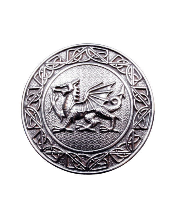 Welsh dragon Celtic knot plaid brooch