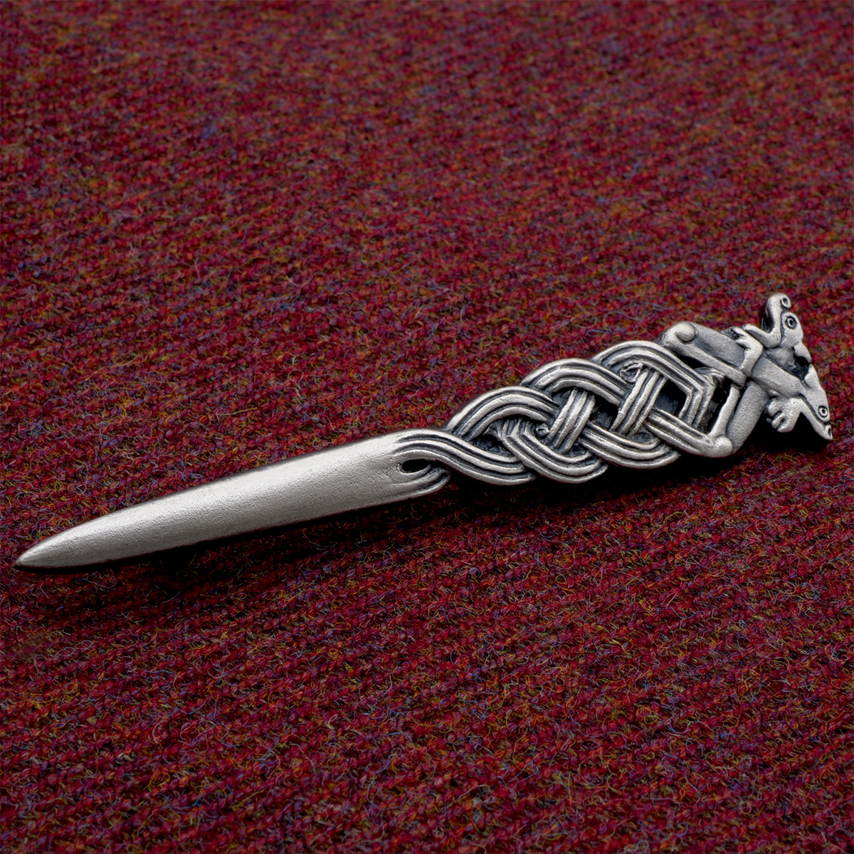 Book of Kells interlaced dragons kilt pin, square product view