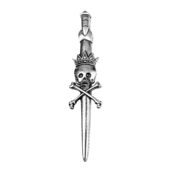 Kirkyard King Death crowned skull kilt pin