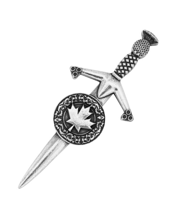 Scottish Canadian maple leaf and thistle kilt pin