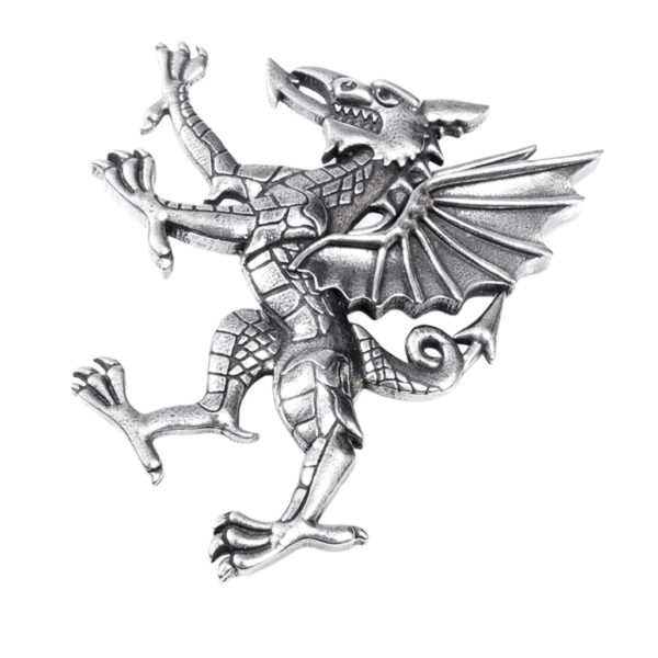 Welsh dragon rampant kilt pin, square product view