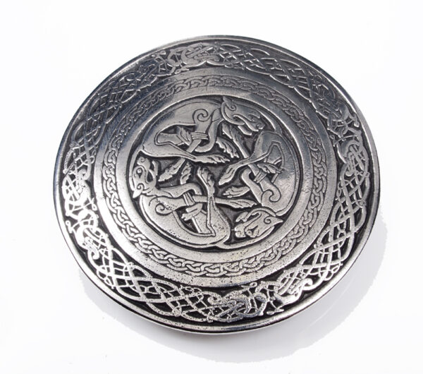 OLYMPUS DIGITAL CAMERA Celtic Dog circular belt buckle detail