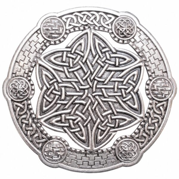 Celtic key plaid brooch