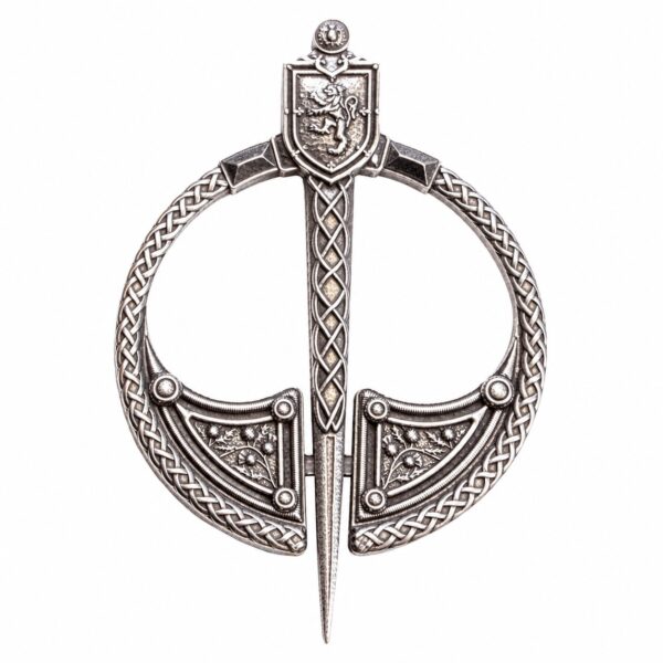 Rampant lion penannular plaid brooch