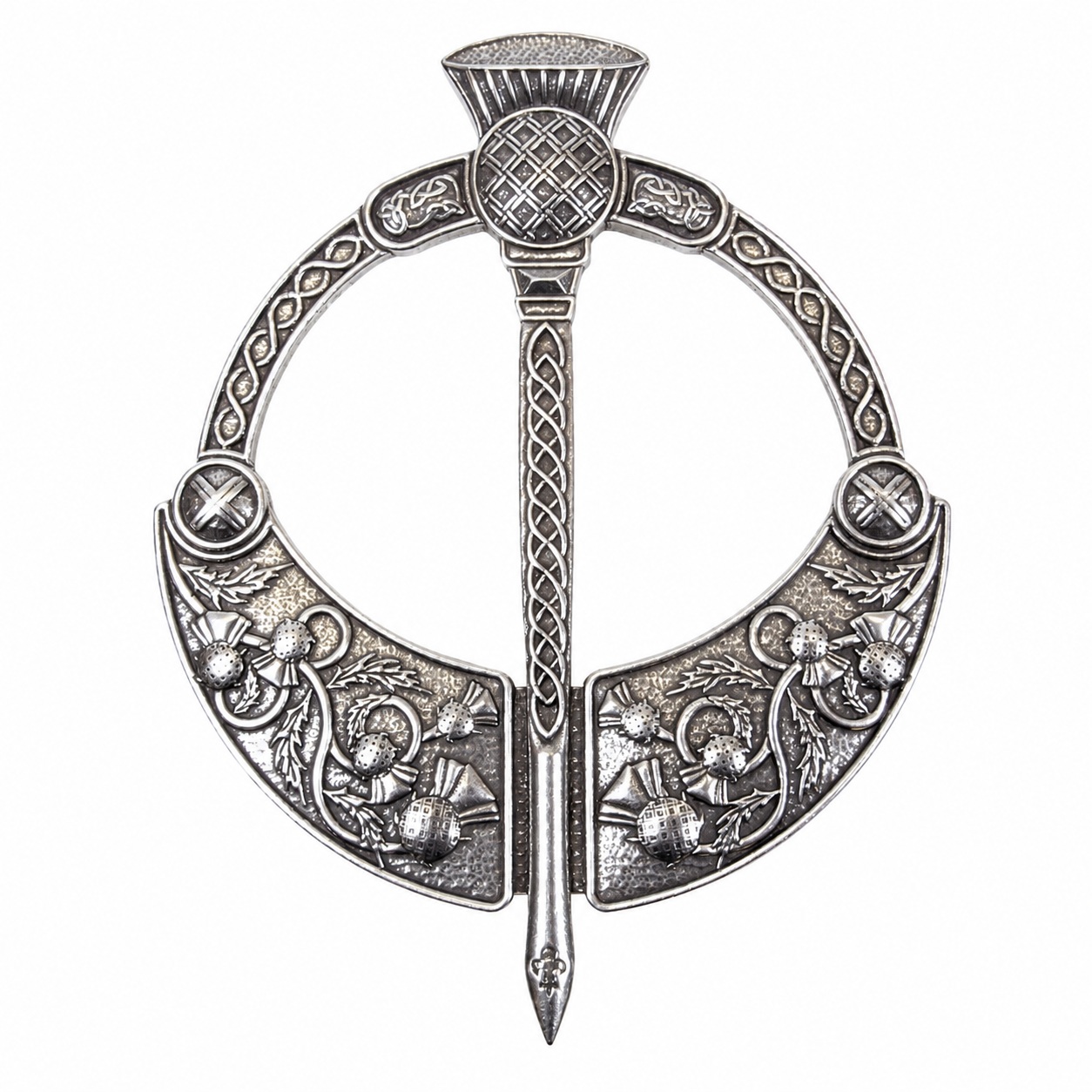 Scottish thistle penannular plaid brooch