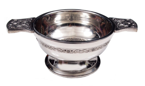 Four-inch pewter quaich with clan crest, product code C-QUAICH4