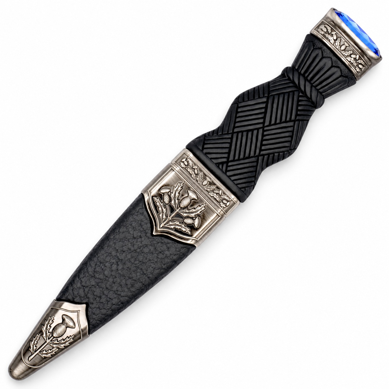 Plain-handle Sgian Dubh with Thistle metalwork and stone-set top