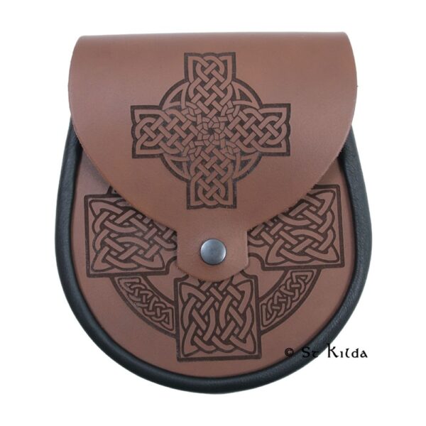 Celtic Cross brown leather day sporran