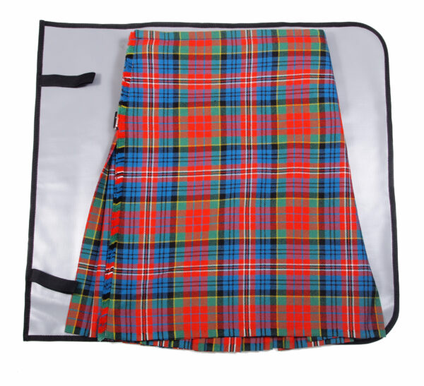 Deluxe kilt roll holding a folded tartan kilt