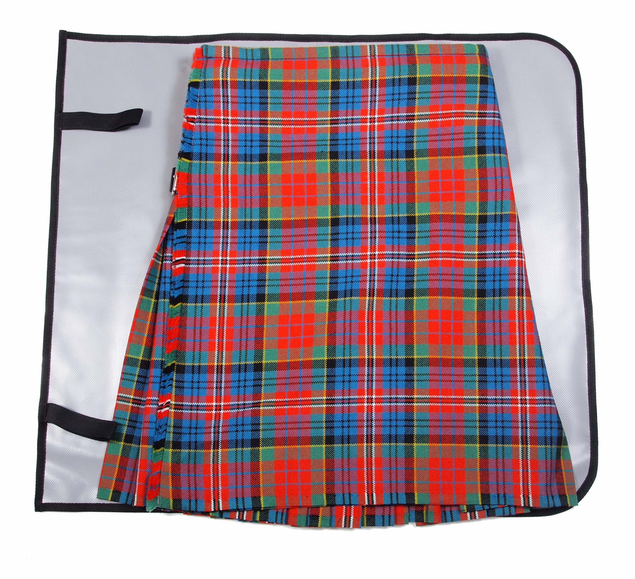 Deluxe kilt roll holding a folded tartan kilt