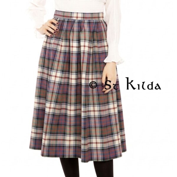Made-to-measure gathered tartan skirt, up to 29 inches
