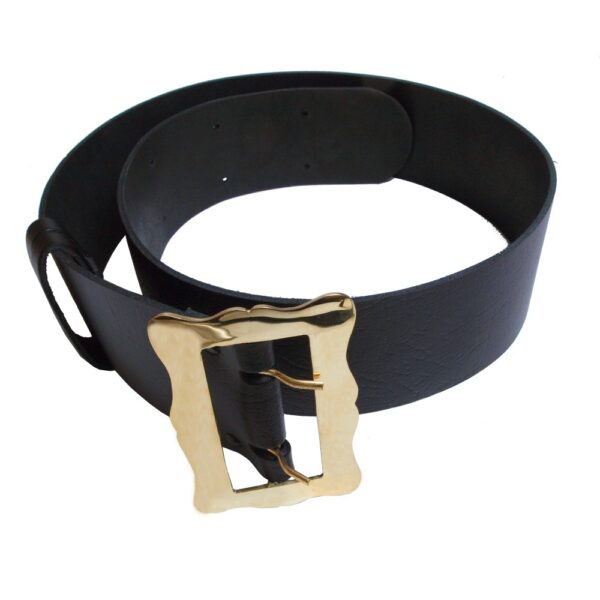 Black Great Kilt belt with brass buckle
