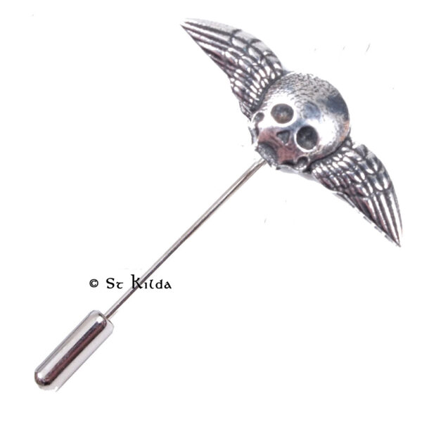 Kirkyard Winged Skull lapel pin by Gaelic Themes