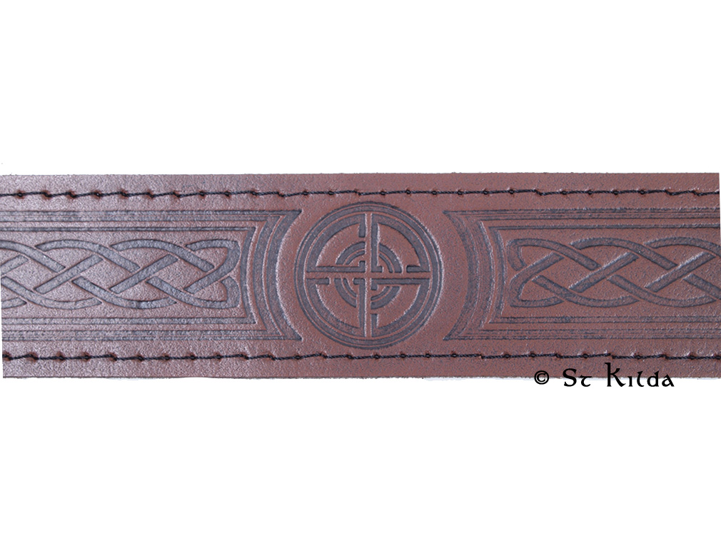 Celtic embossed kilt belt detail view 1