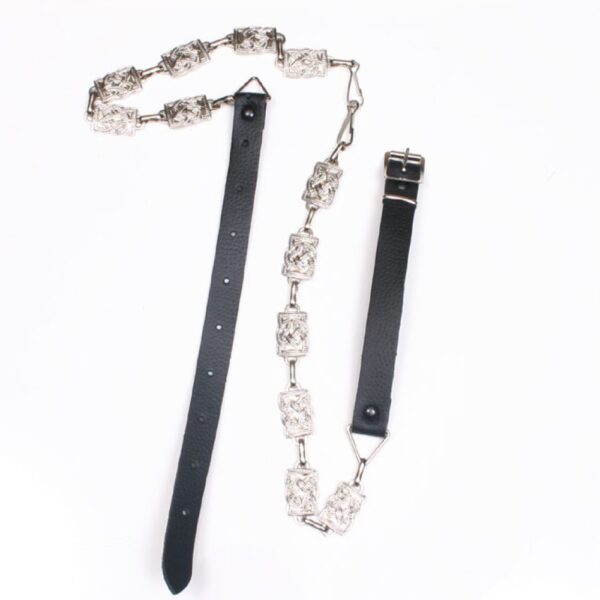 Fancy square Celtic sporran chain in nickel finish, product code L-SPCH03