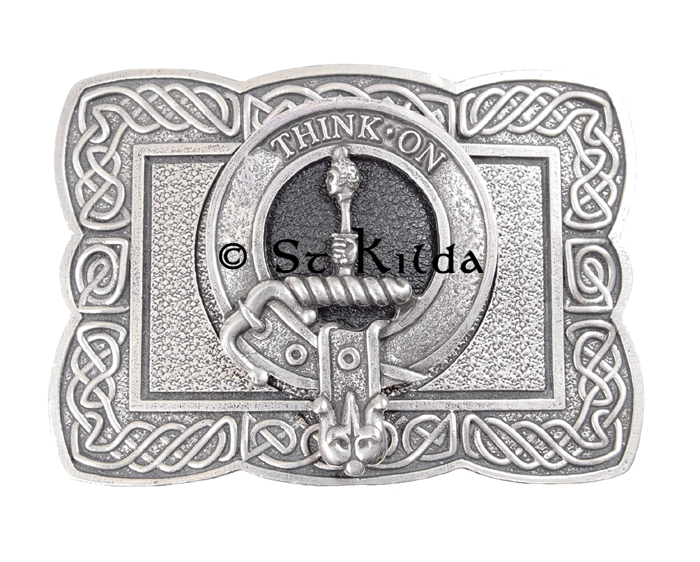 Rectangular Clan Crest Belt Buckle shown with MacLellan crest