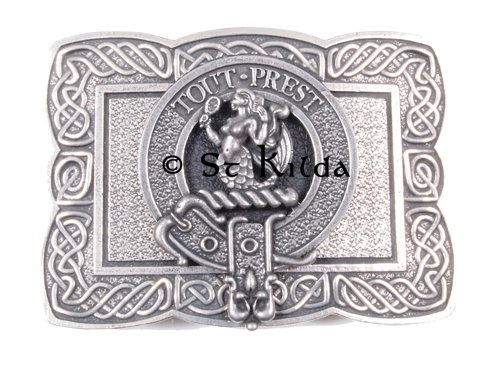 Rectangular clan crest belt buckle detail view 4