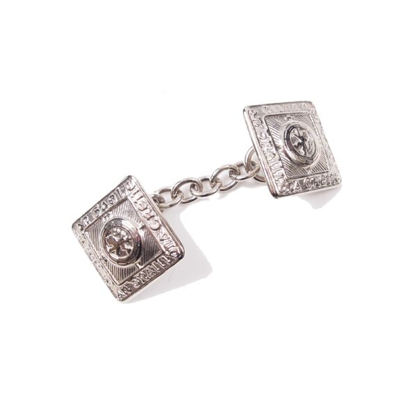 Nickel chain-link closure with Scottish jacket buttons