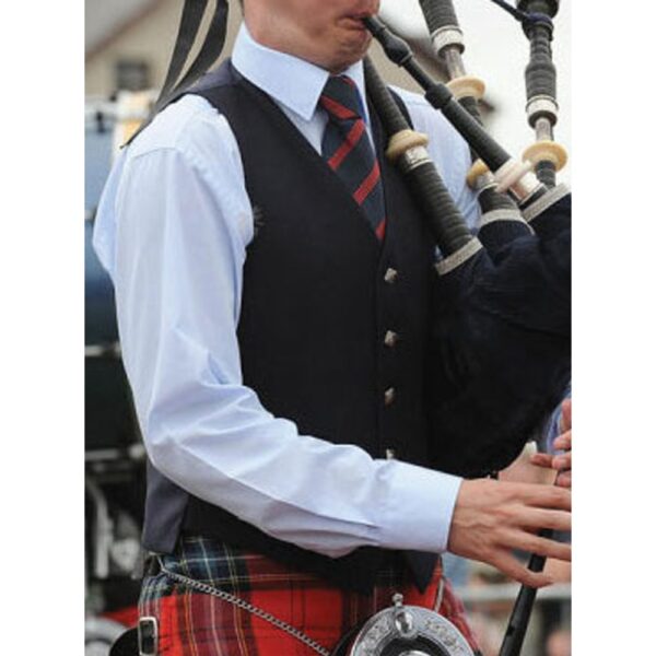 Piper Barathea waistcoat worn while playing bagpipes