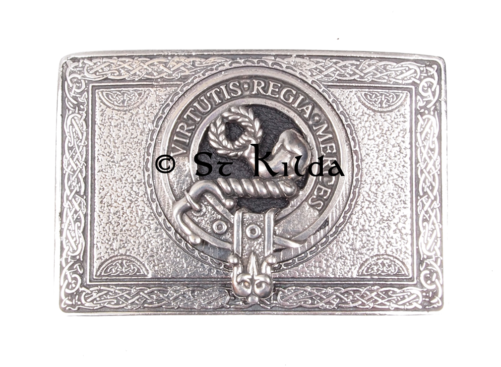 Rectangular clan crest belt buckle detail view 8