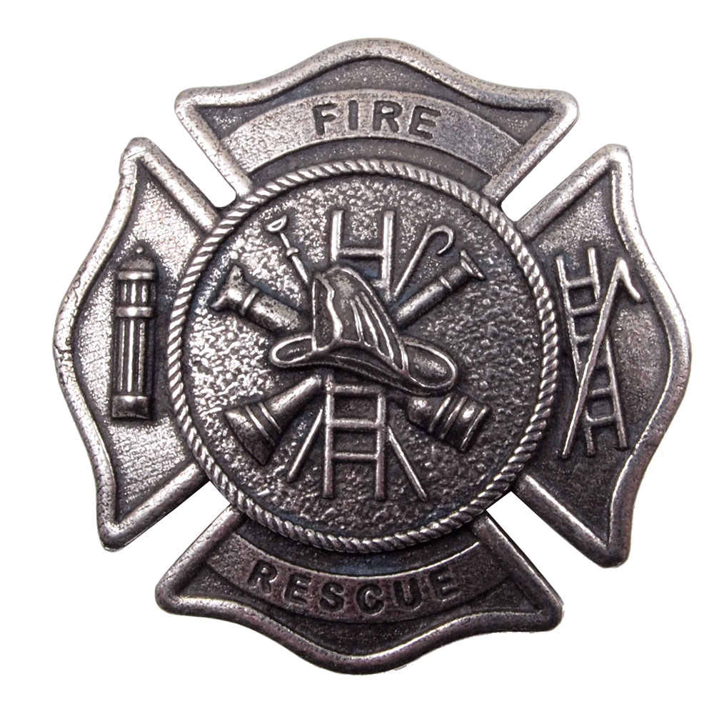 US Firefighter cap badge in pewter finish